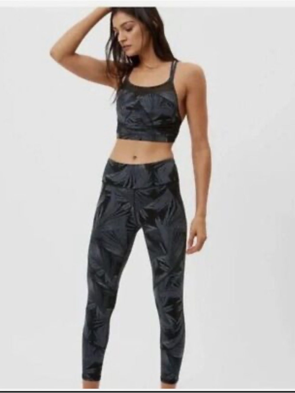 Sweaty Betty Power Leggings in Palm Print, Size Small, Balck and Gray D71